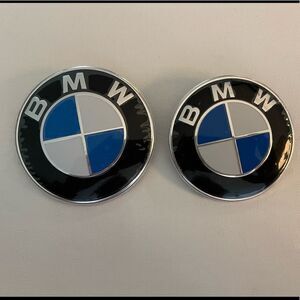 BMW logo Emblems for Hood & Trunk set of 2 Blue & Silver NWT